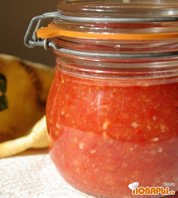 Рецепт Аджика (помидоры с перцами и чесноком)