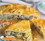 Пирог с судаком, рисом и зеленью