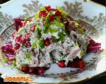 Зеленый салат с говядиной по-дагестански
