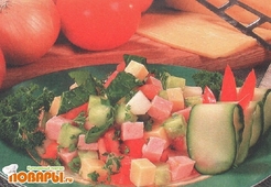 Зеленый салат с ветчиной