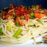 Спагетти с острым апельсиново-томатным соусом