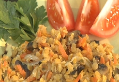 Красная чечевица с шампиньонами