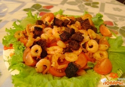 Рецепт: Салат с жареными креветками