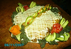 Курица, фаршированная блинами