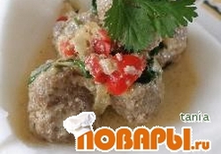 Рецепт: Мясные фрикадельки под кокосовым соусом