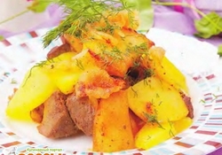 Рецепт: Картофель, тушенный с печенью