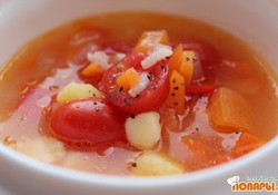 Рецепт: Рисовый суп с помидорами черри
