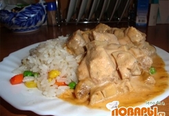 Мясо в сырном соусе