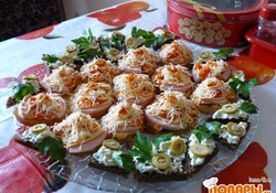 Рецепт: Канапе с ветчиной