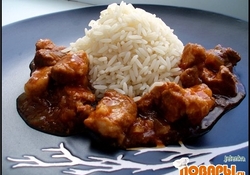 Рецепт: Рис со свининой в кисло-сладком соусе