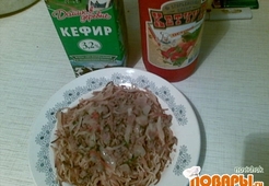 Жареные макароны с подливкой