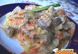 Рецепт: Куриные пупки в сметане 