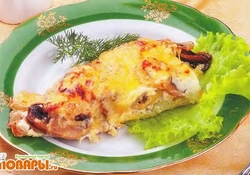 Рецепт: Рыба, запеченная с грибами