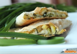 Рецепт: Плацинды запеченные с черемшой, картофелем и тыквой