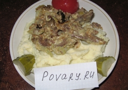 Рецепт: Печенка в сливочном соусе