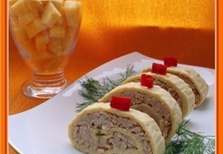 Яичный рулет с тыквой и фаршем