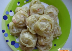Рецепт: Постные манты с картофельно-овощной начинкой