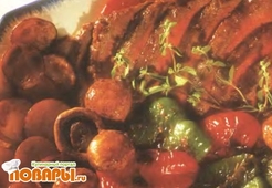 Маринованный стейк с овощами