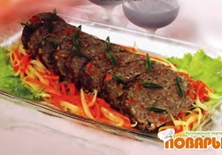 Рецепт: Рулет мясной с рисом и овощами