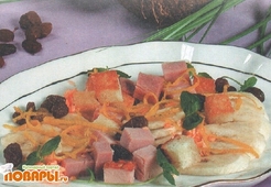 Салат из бананов с ветчиной