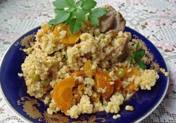 Рецепт: Курица с пшеном и горошком