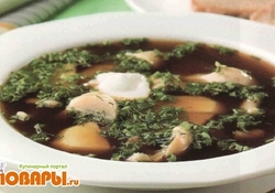 Рецепт: Окрошка с солеными грибами