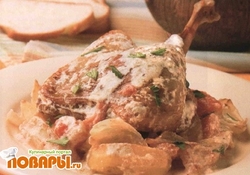 Рецепт: Гусь в горшочках