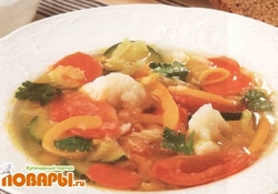 Рецепт: Суп картофельный с кабачками и цветной капустой
