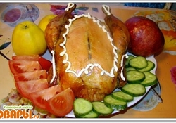 Рецепт: Фаршированная курочка гречкой и яблоками