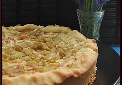 Рецепт: Пирог с ревенем в сметанно-яичной заливке