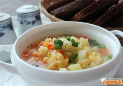 Рецепт: Суп гороховый (постный) с зеленью