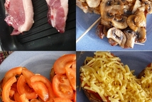 Шаг 3: На "сердце" выкладываем жареные шампиньоны, …