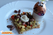 Шаг 3: Распределяем по тесту только овощи, …