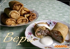 Блинчики с колбасным фаршем