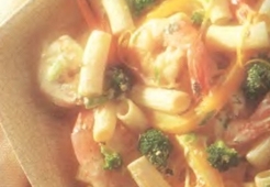 Креветки с лимоном и ригатони