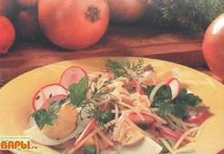 Салат из сыра и редиса