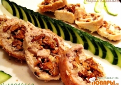 Рецепт: Рулет куриный с лисичками
