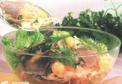 Салат мясной с квашеной капустой