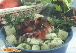 Рецепт: Салат с рыбным филе горячего копчения