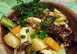 Рецепт: Потрясающее овощное Рагу со свиным сердцем