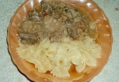 Печень тушеная с грибами