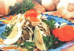 Салат мясной с редькой