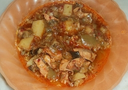 Рецепт: Рагу с курицей и баклажанами