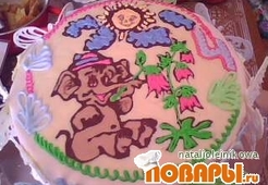 Торт со слоном и бабочками