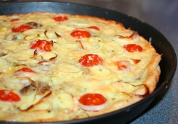 Рецепт: Пирог с пореем, грибами и черри