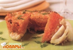 Кальмары, запеченные с овощами