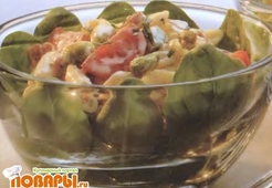 Салат из копченой ветчины с пенне