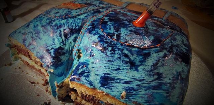 Шаг №9 МК Торт Джинсы от ЛенЧа