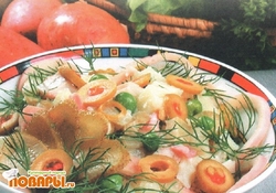 Рецепт: Салат с кальмарами и картофелем