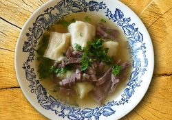 Рецепт: Суп «Улитка» с говяжьим или свиным языком